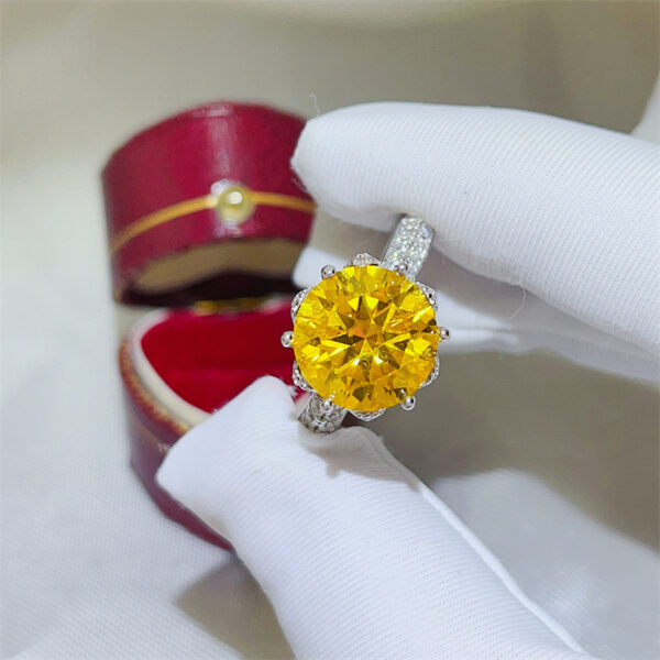 #223 925 sterling silver 5-carat yellow morganite ring, octagonal cut, large carat, women's ring - Image 5