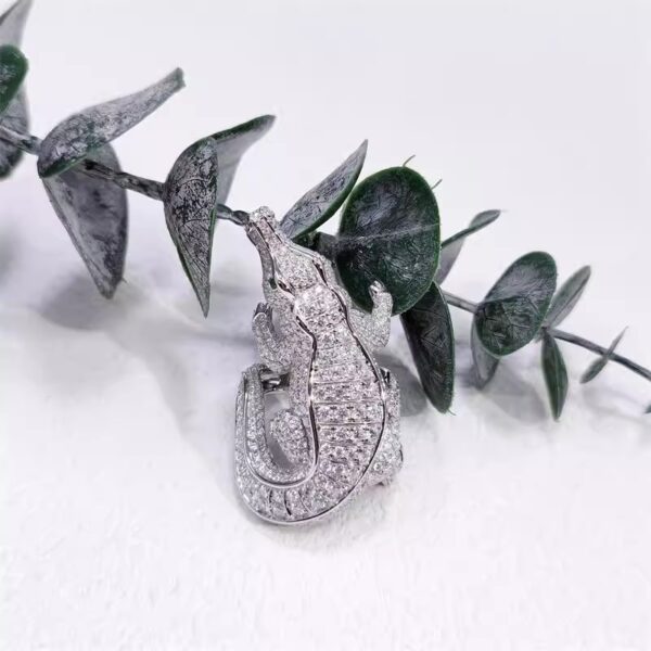 394#S925 silver plated platinum moissanite high-end fashion crocodile ring for men and women, European and American jewelry processing customization - Image 11
