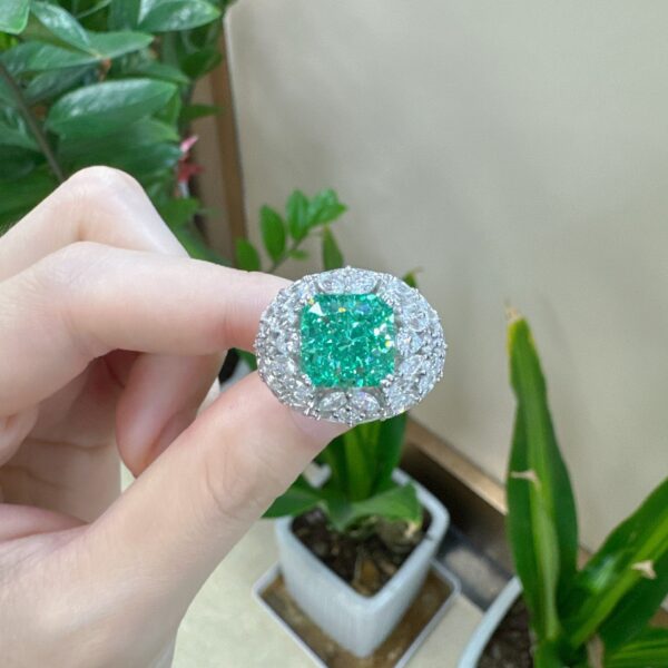 #206 S925 Pure Silver Gold Plated High Carbon Diamond Ice Flower Cut Ring for Women - Image 8