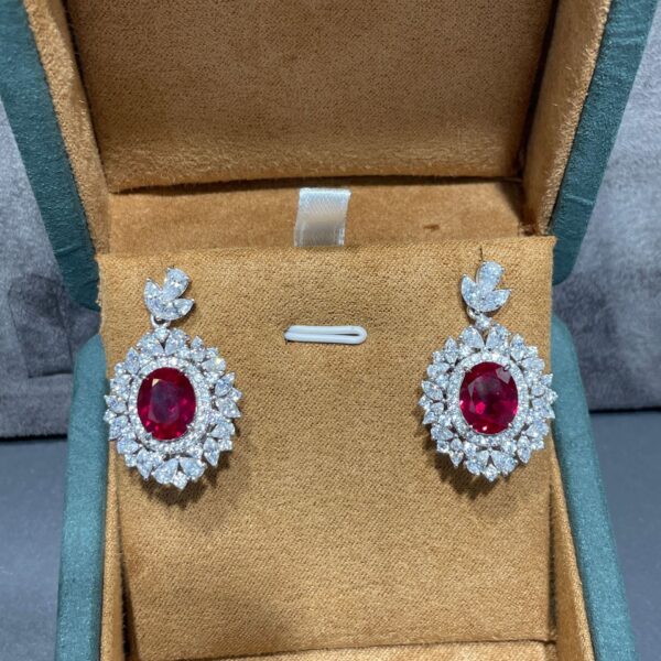 #309 6-carat laboratory-grown ruby gold-plated silver ring, necklace pendant, earrings - Image 7