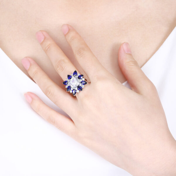 #266 S925 silver laboratory-grown blue sapphire necklace, earrings, and ring - Image 14