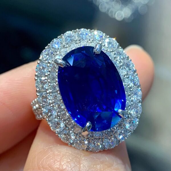 402#AIGS High Order Fashionable Natural Sri Lanka Royal Blue Sapphire Ring Main Stone 8.09 Carat ww - Image 2