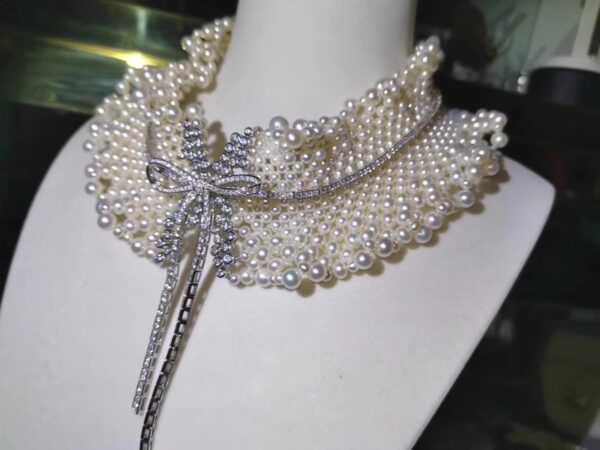 #111 925 Silver inlaid zircon natural pearl necklace, hand-woven pearl necklace - Image 10