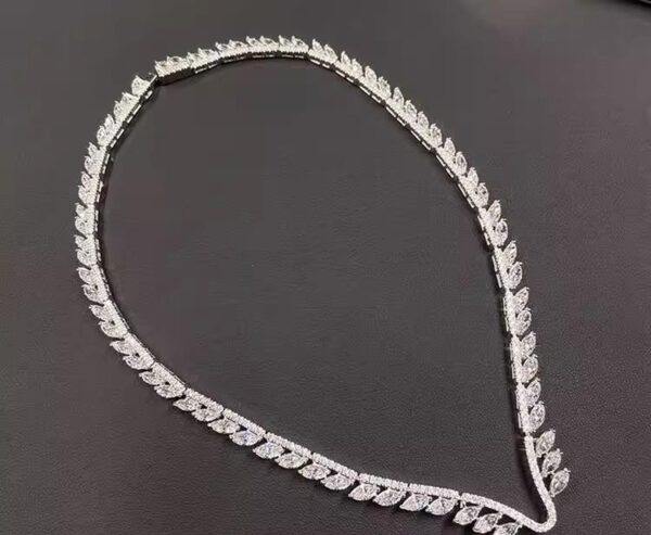#307 10-carat S925 silver-gilded laboratory-grown sapphire women's dinner necklace/pendant - Image 4