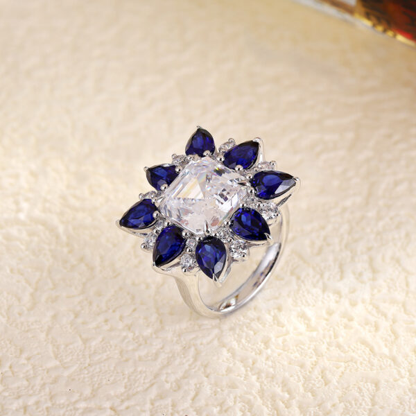 #266 S925 silver laboratory-grown blue sapphire necklace, earrings, and ring - Image 15
