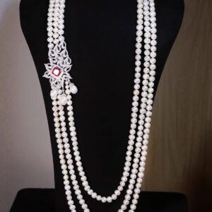 #100 Natural freshwater Pearl Sweater Chain Long Necklace 925 Silver inlaid Zircon necklace