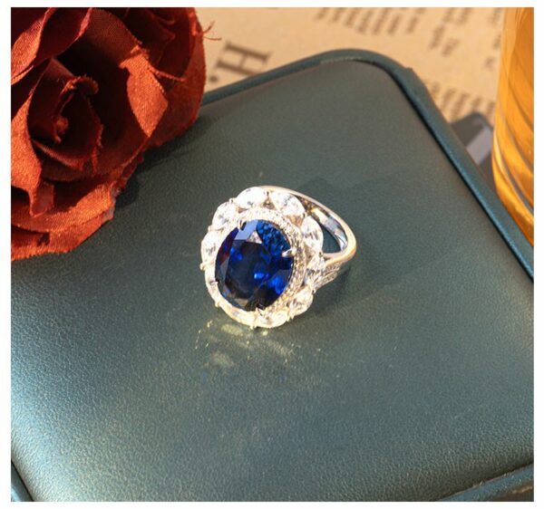 #155 S925 Silver Light Luxury, Exquisite and high-end Cultivated ruby and Sapphire ring - Image 8