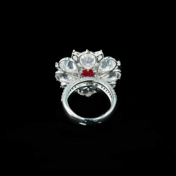#199 925 silver-gold-plated ring, high-carbon diamond GRC cultivated ruby rose cut flower girls' ring - Image 5