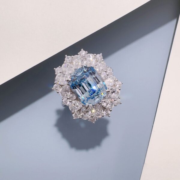 # 35 S925 Silver Aquamarine 4-carat Moissanite ring - Image 9