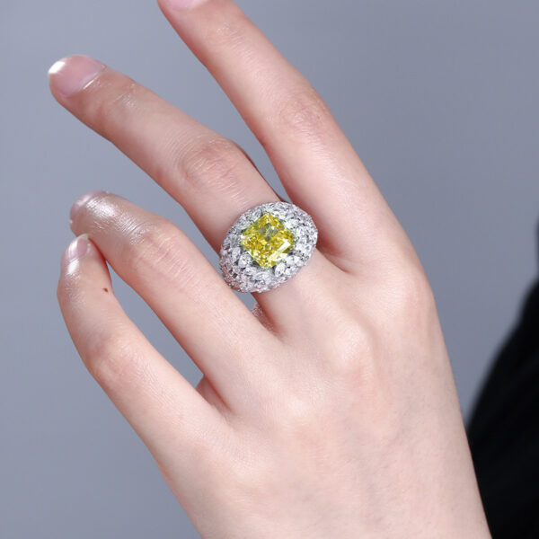 #206 S925 Pure Silver Gold Plated High Carbon Diamond Ice Flower Cut Ring for Women - Image 2