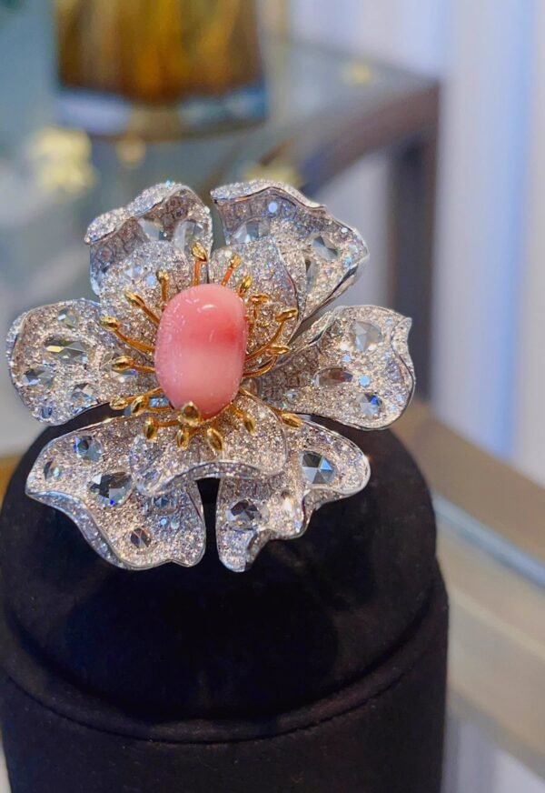 374#Gaoding Natural Conch Pearl Hole Bead Ring Pendant Dual purpose Main Stone 7.885 Carat 18k Gold with Diamond - Image 10