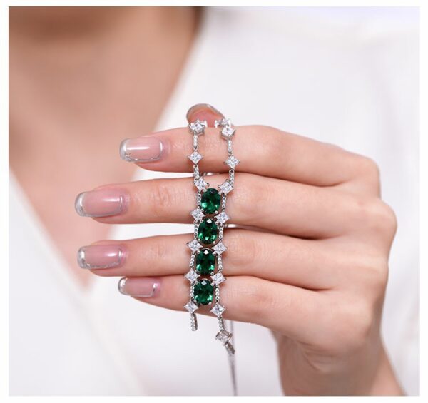 #163 S925 Silver Light Luxury Exquisite High-end Cultivated emerald necklace with chain - Image 2