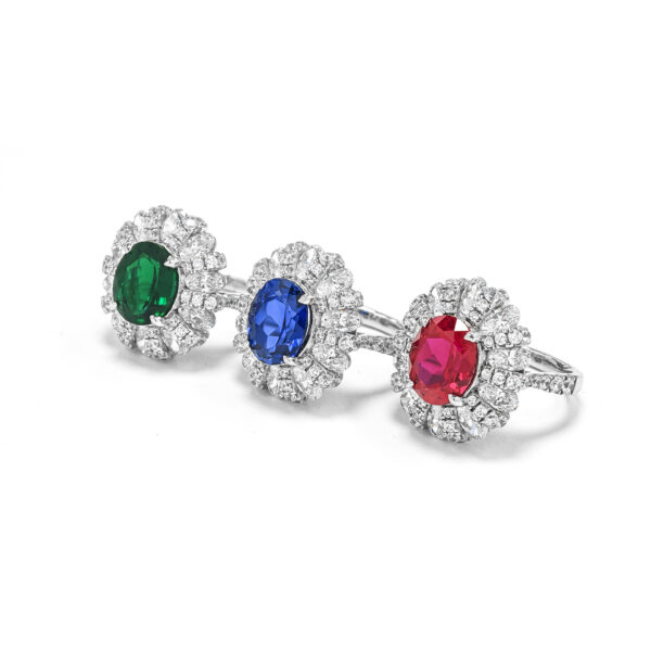 #140 S925 Silver Light Luxury Exquisite High-end 5-carat cultivated sapphire ring