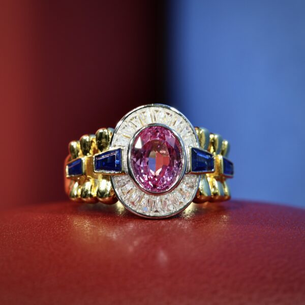 # 137 S925 Silver Light Luxury, Exquisite and high-end 1.6ct cultivated pink sapphire ring - Image 3