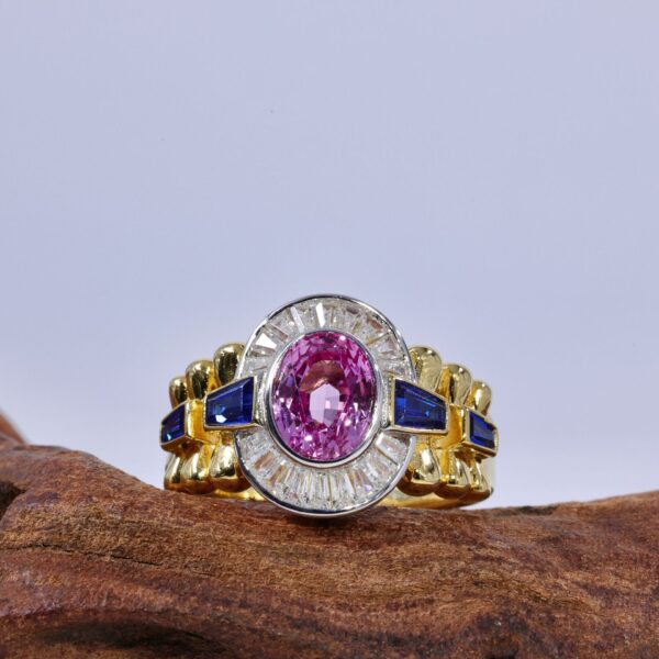 # 137 S925 Silver Light Luxury, Exquisite and high-end 1.6ct cultivated pink sapphire ring - Image 4