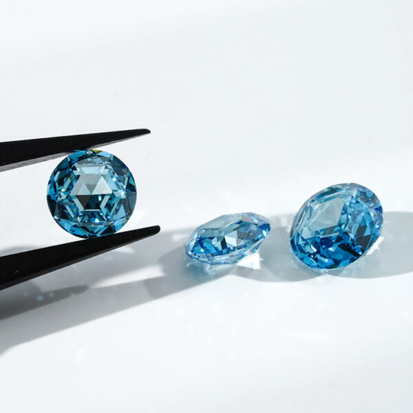 45# 7.98mm 1.728ct blue lab-grown diamond rose cut lab-grown diamond - Image 2