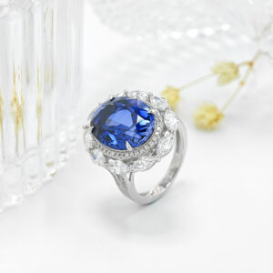 #155 S925 Silver Light Luxury, Exquisite and high-end Cultivated ruby and Sapphire ring