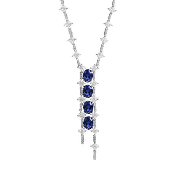 #163 S925 Silver Light Luxury Exquisite High-end Cultivated emerald necklace with chain - Image 3