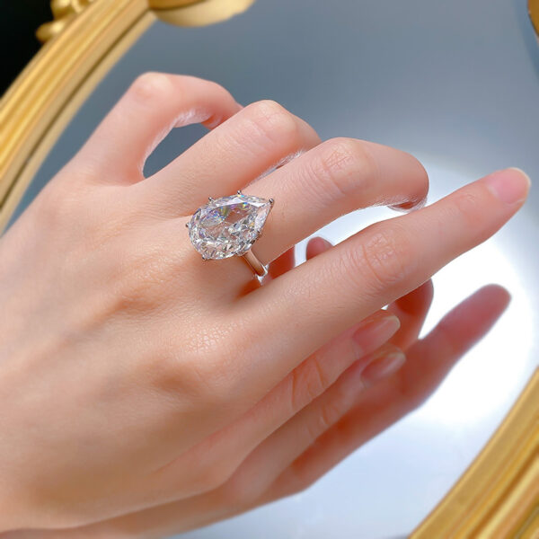 #297 New S925 Silver 8ct Geometric High-Carbon Diamond 12*18mm Women's Wedding Ring - Image 3