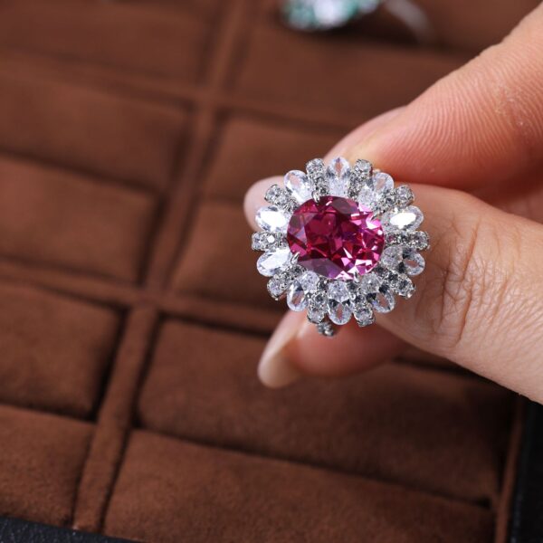 #138 S925 Silver Light Luxury, Exquisite and high-end 5-carat cultivated pink sapphire ring - Image 5