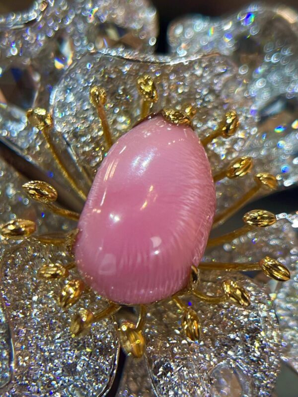 374#Gaoding Natural Conch Pearl Hole Bead Ring Pendant Dual purpose Main Stone 7.885 Carat 18k Gold with Diamond - Image 5