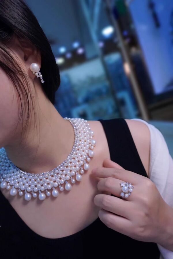 #104 Natural Freshwater Pearl Necklace 925 Silver Set Zircon Pearl Retro Necklace - Image 6