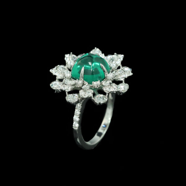 #196 925 Silver gold-plated ring, high-carbon diamond wood with green sugar tower shape, exquisite girls' ring - Image 5