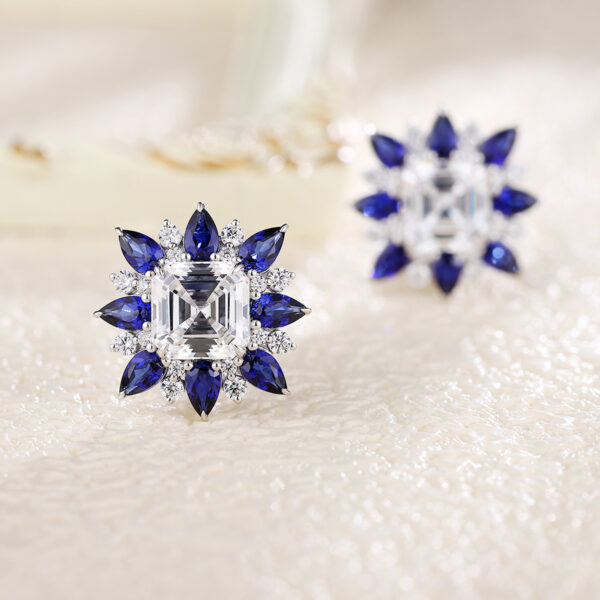 #266 S925 silver laboratory-grown blue sapphire necklace, earrings, and ring - Image 8