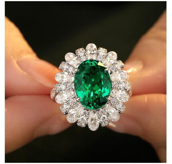 #140 S925 Silver Light Luxury Exquisite High-end 5-carat cultivated sapphire ring - Image 15
