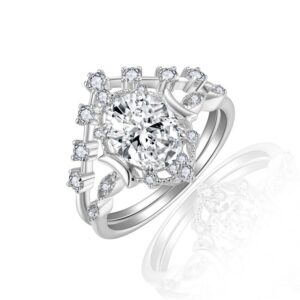 #165 Stylish and High-end 2ct, 7*9mm layered set wedding ring