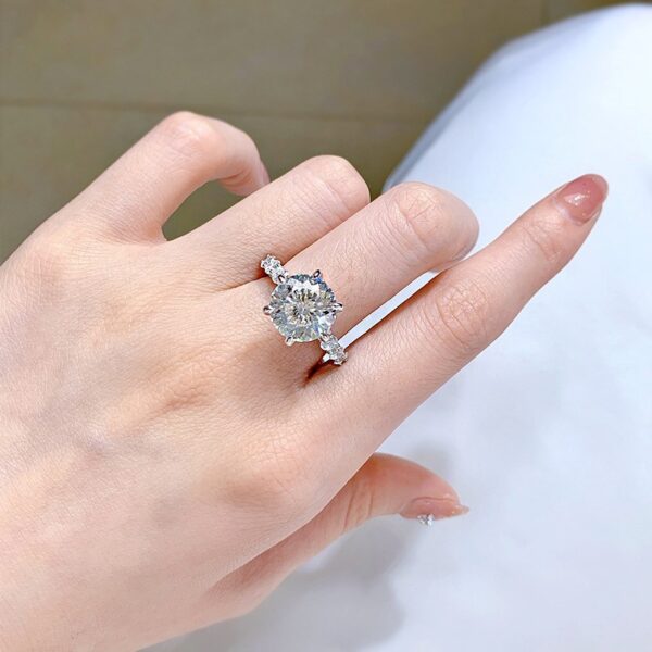 #164 Fashionable and high-end 11mm, 5-carat firework cut ring wedding ring - Image 4