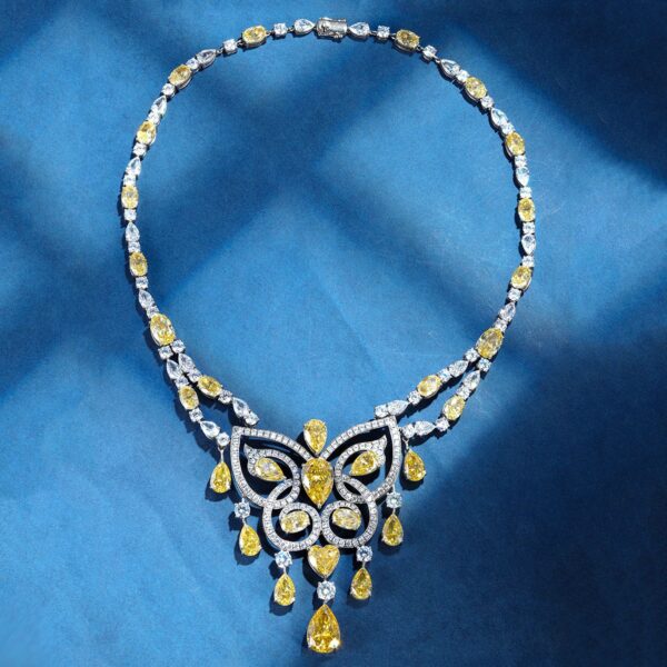 364# S925 silver laboratory-grown diamond women's evening party butterfly necklace - Image 4