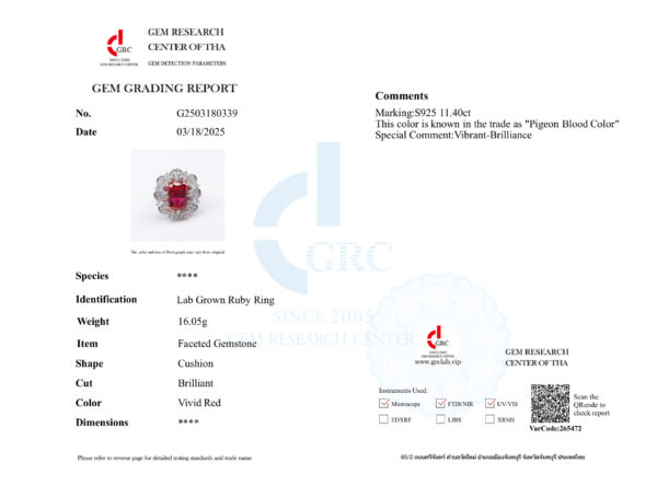 #199 925 silver-gold-plated ring, high-carbon diamond GRC cultivated ruby rose cut flower girls' ring - Image 2
