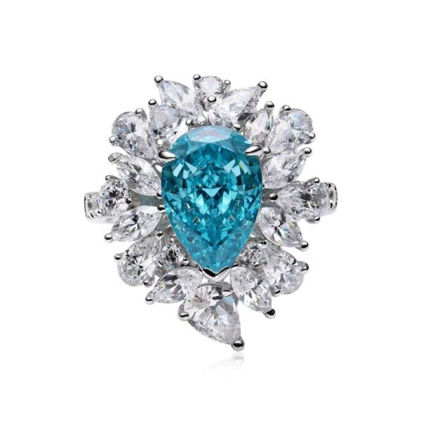 #231 6.5ct Large water Drop Paraiba High Carbon Diamond ring - Image 8