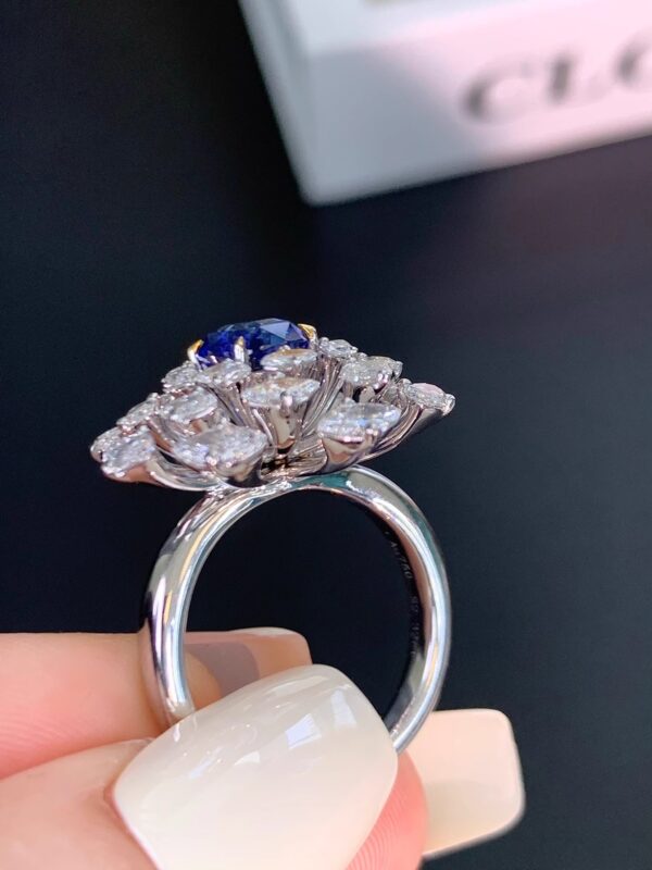 401#High end fashion natural Sri Lankan cornflower sapphire ring with main stone 2.32 carats 18k gold mm - Image 5