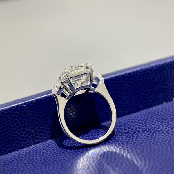 50# 12-carat large diamond ring S925 silver rectangular pagoda cut ladies' evening ring - Image 6