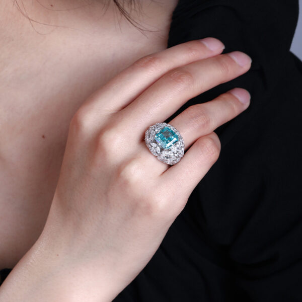 #206 S925 Pure Silver Gold Plated High Carbon Diamond Ice Flower Cut Ring for Women - Image 4