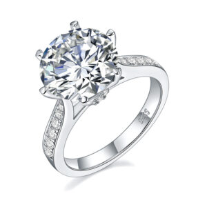 #233 S925 Silver Light Luxury Exquisite High-end round Moissanite 5-carat ring
