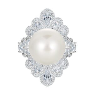 #278 New S925 Silver 16mm Pearl Set Ring