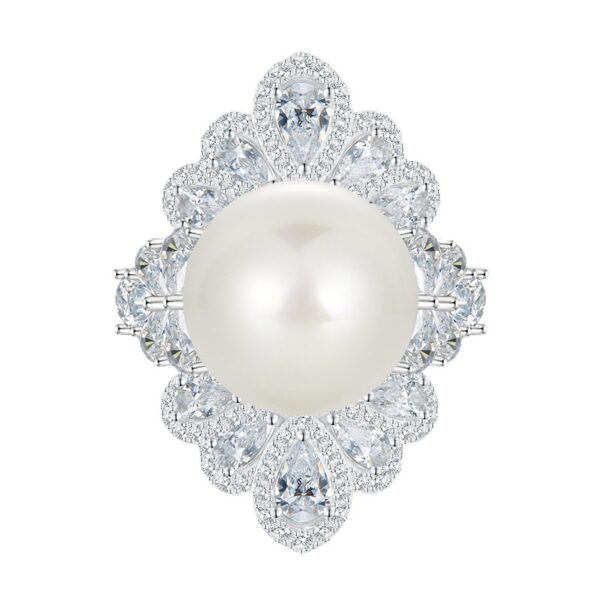#278 New S925 Silver 16mm Pearl Set Ring