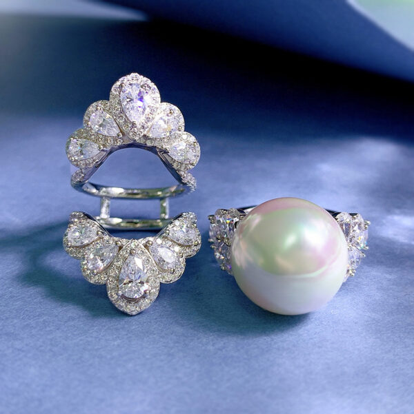 #278 New S925 Silver 16mm Pearl Set Ring - Image 7