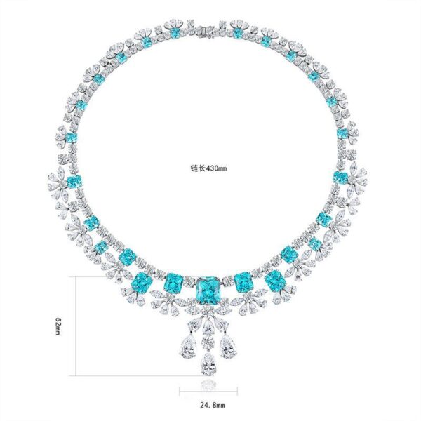 #274 S925 Silver Laboratory-Grown Paraiba Necklace - Women's Necklace - Image 6