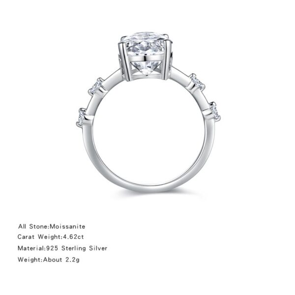 #153 S925 Silver Light Luxury Exquisite High-end Oval 4.5-carat Moissanite ring for women - Image 6