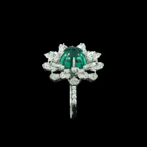 #196 925 Silver gold-plated ring, high-carbon diamond wood with green sugar tower shape, exquisite girls' ring - Image 8
