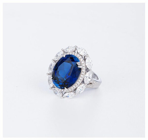 #155 S925 Silver Light Luxury, Exquisite and high-end Cultivated ruby and Sapphire ring - Image 7