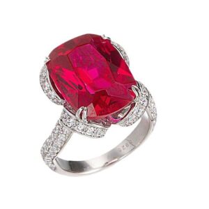 #230 S925 13ct pure silver set with cultivated pigeon blood red gemstone pillow ring