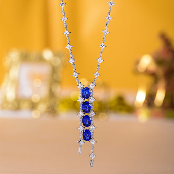 #163 S925 Silver Light Luxury Exquisite High-end Cultivated emerald necklace with chain - Image 7