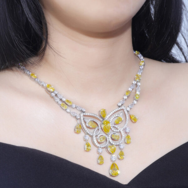 364# S925 silver laboratory-grown diamond women's evening party butterfly necklace - Image 5