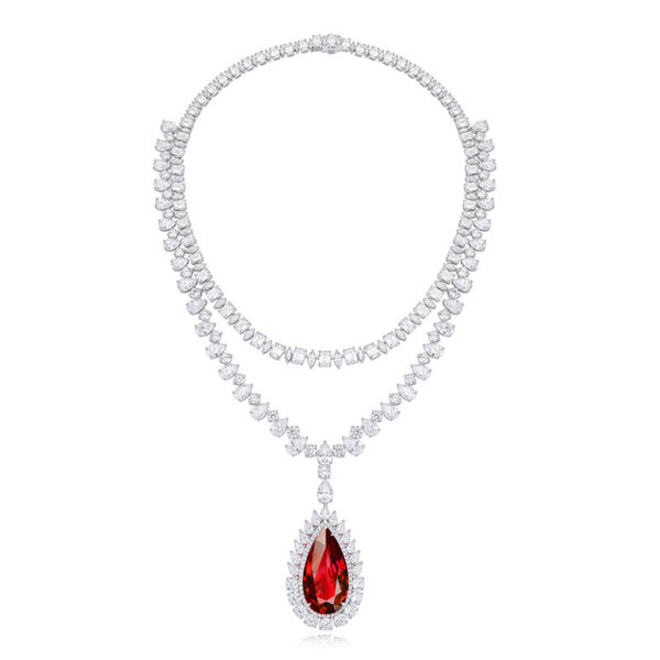 #215 S925 silver laboratory-grown Paraiba necklace. Main stone: 44.93 carats - Image 5