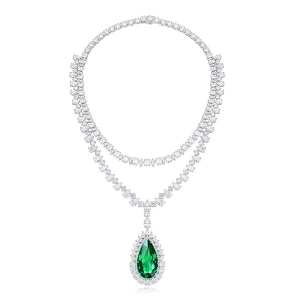 #215 S925 silver laboratory-grown Paraiba necklace. Main stone: 44.93 carats - Image 6
